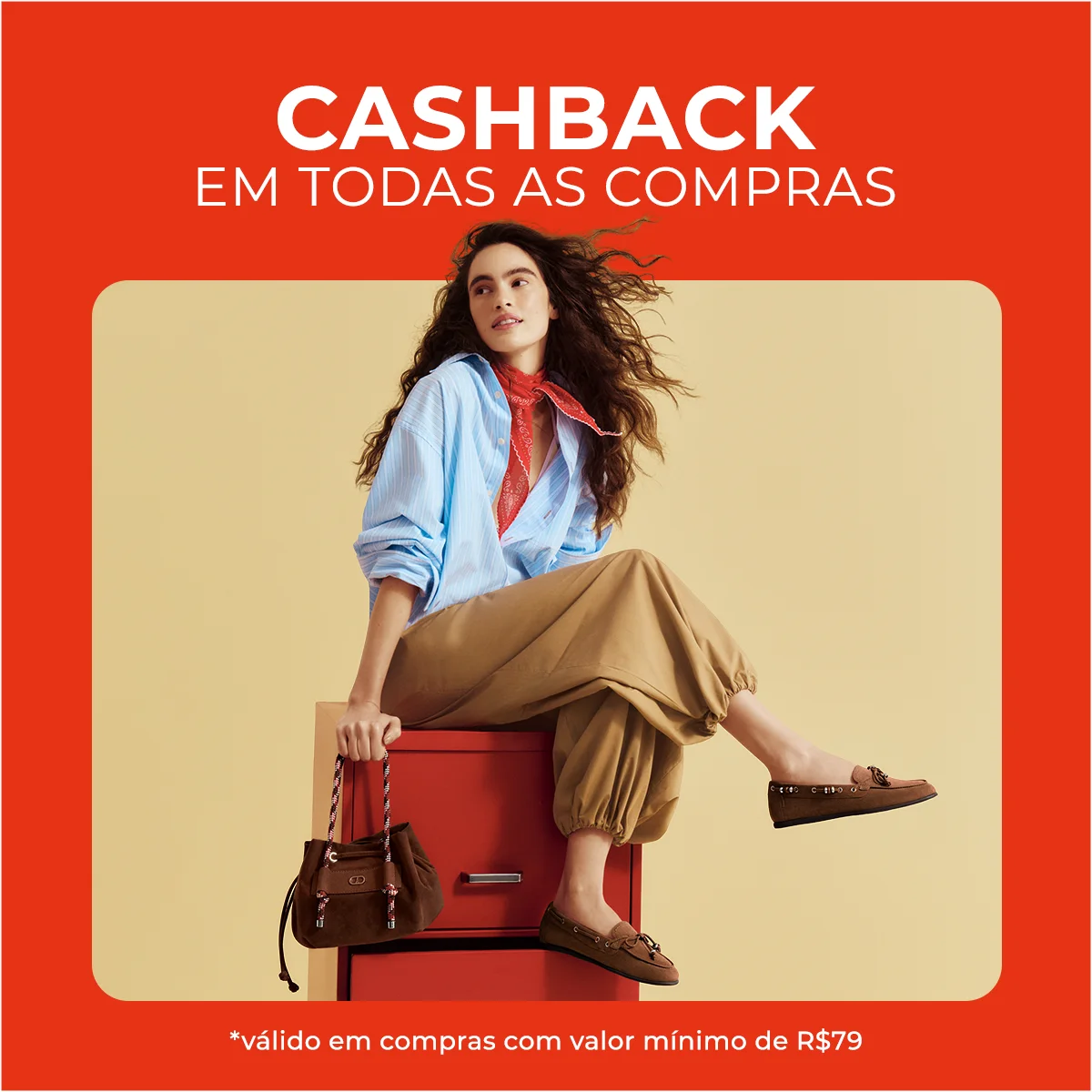 Cashback em todas as compras, válido em compras com valor mínimo de R$79